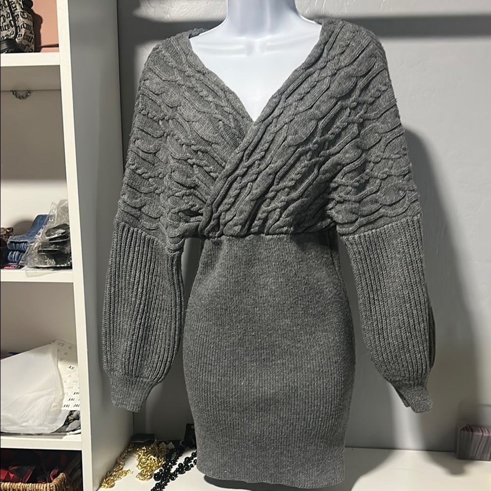No.122 Gray Long Sleeve Knit Dress